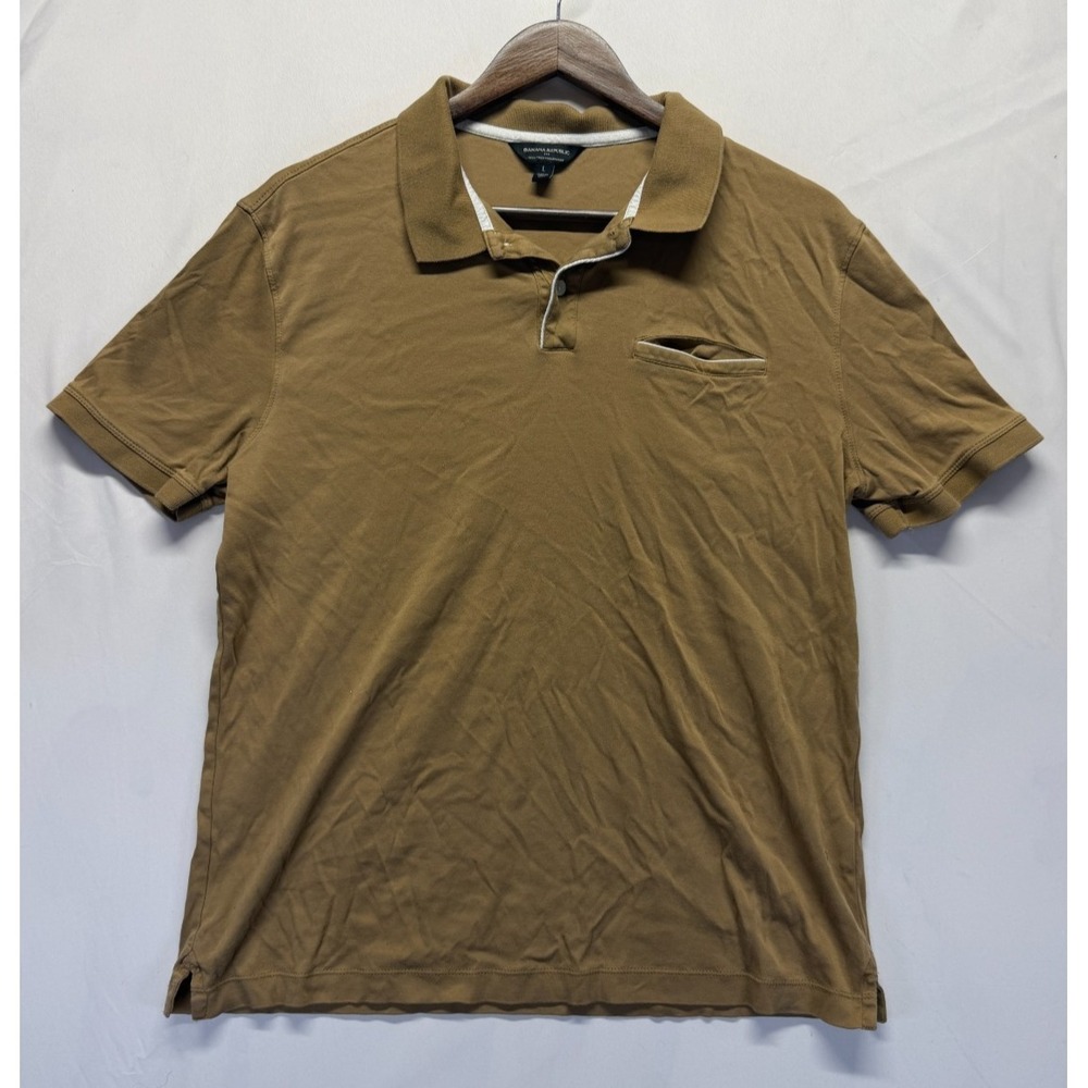 Banana Republic Luxe Touch Performance Polo‎ Shirt Mens Large Camel Golf Tennis